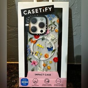 Casetify Floral Butterfly iPhone 16 Pro Case - Black Bumper